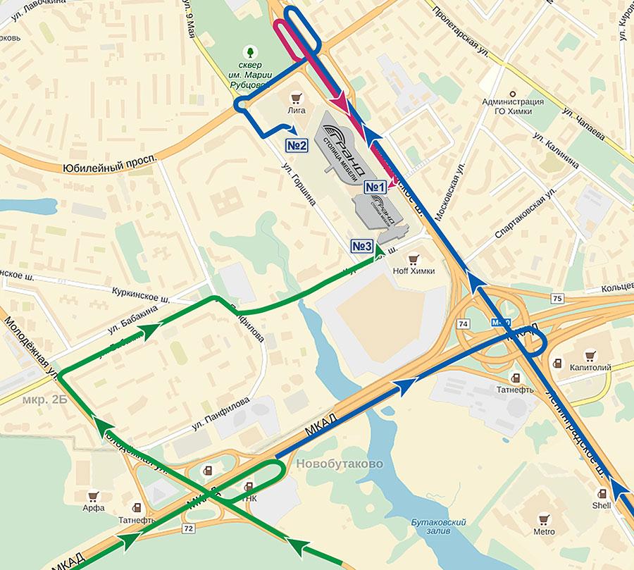 МАГАЗИН СТАЛЬНАЯ ЛИНИЯ В ТЦ ГРАНД, СХЕМА ПРОЕЗДА